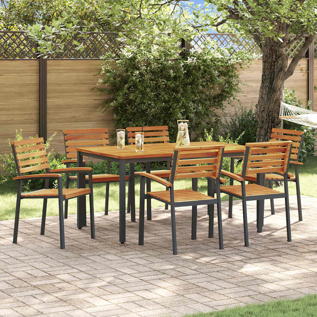 Garten Essgruppe 7 pcs Schwarz Massivholz Akazie