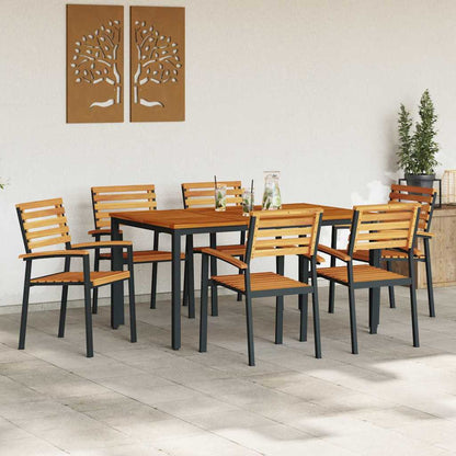 Garten Essgruppe 7 pcs Schwarz Massivholz Akazie