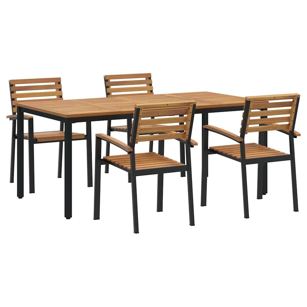 Garten Essgruppe 5 pcs Schwarz Massivholz Akazie
