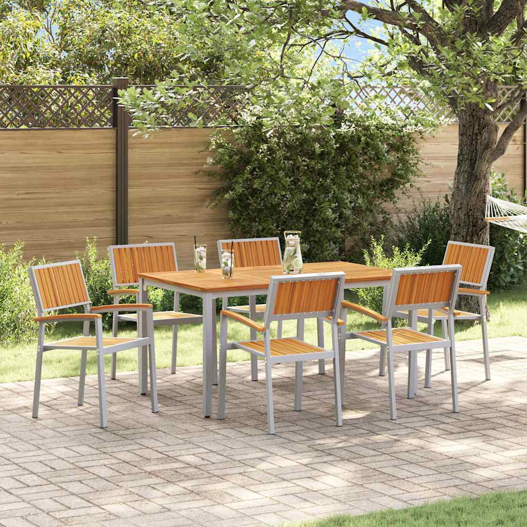 Garten Essgruppe 7 pcs Grau Massivholz Akazie
