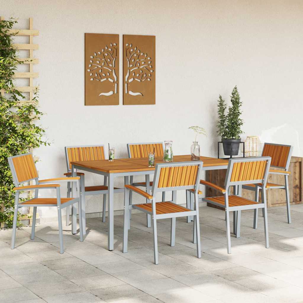 Garten Essgruppe 7 pcs Grau Massivholz Akazie