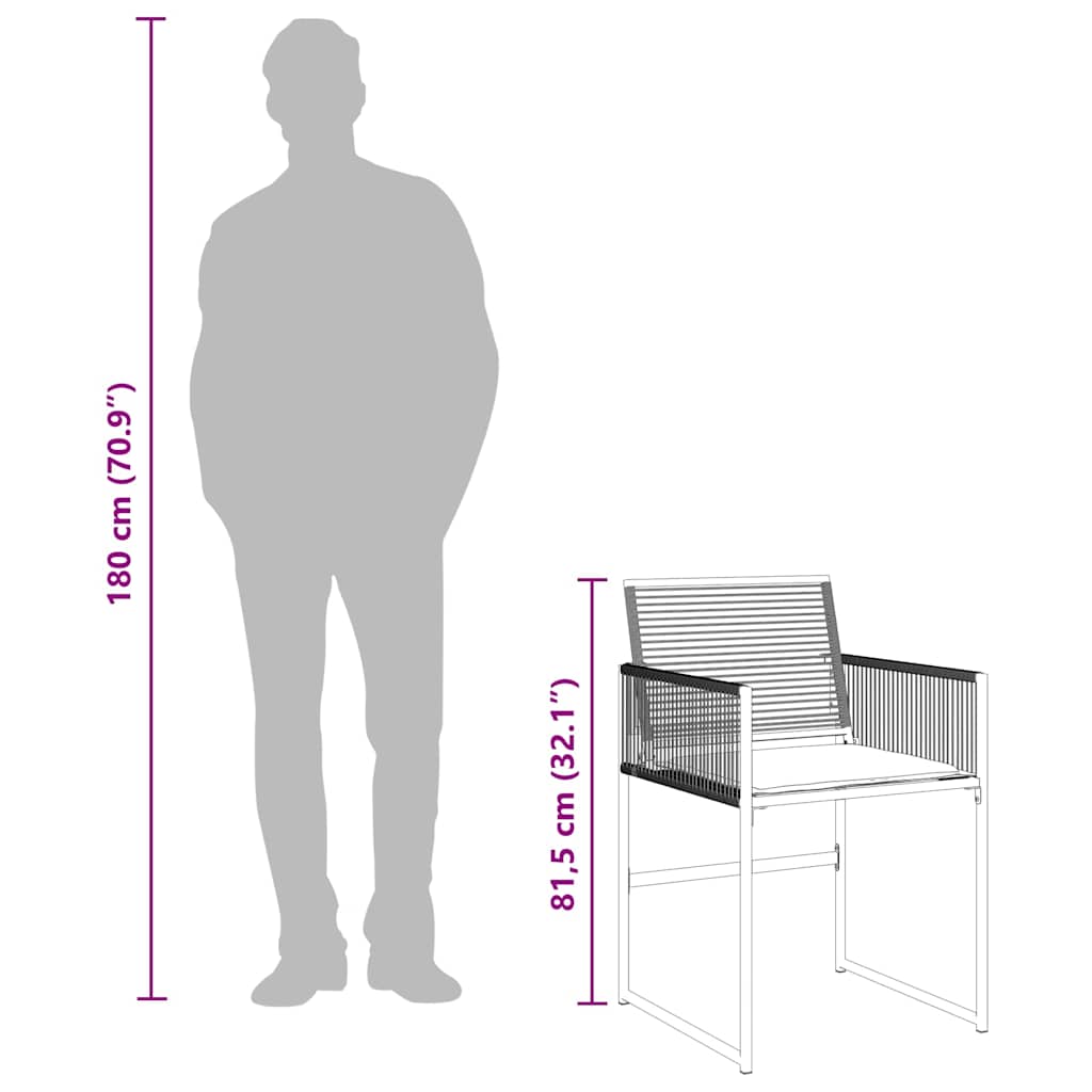 7-tlg. Garten-Essgruppe mit Kissen Schwarz Poly Rattan