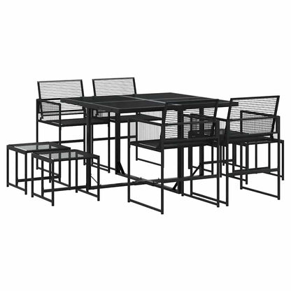 9-tlg. Garten-Essgruppe Schwarz Poly Rattan