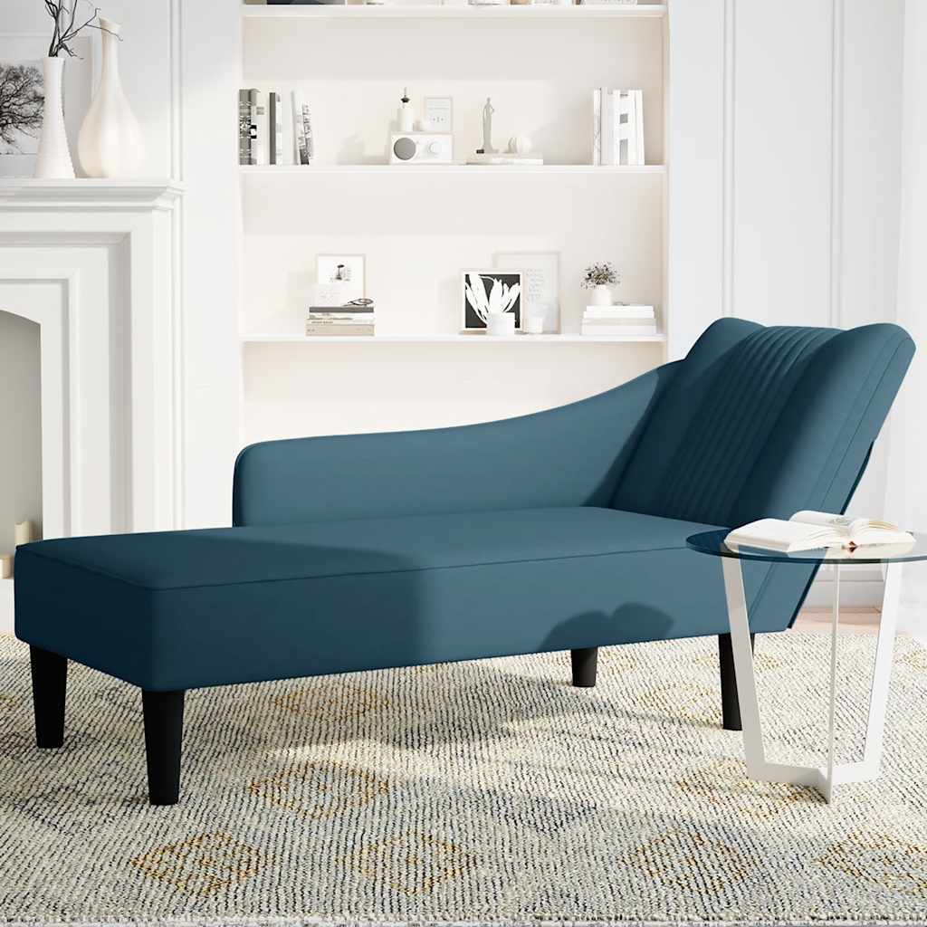 Chaiselongue mit Rechter Armlehne Blau Samt