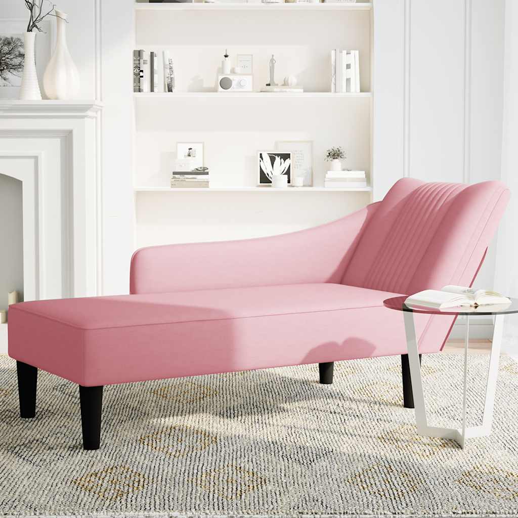 Chaiselongue mit Rechter Armlehne Rosa Samt