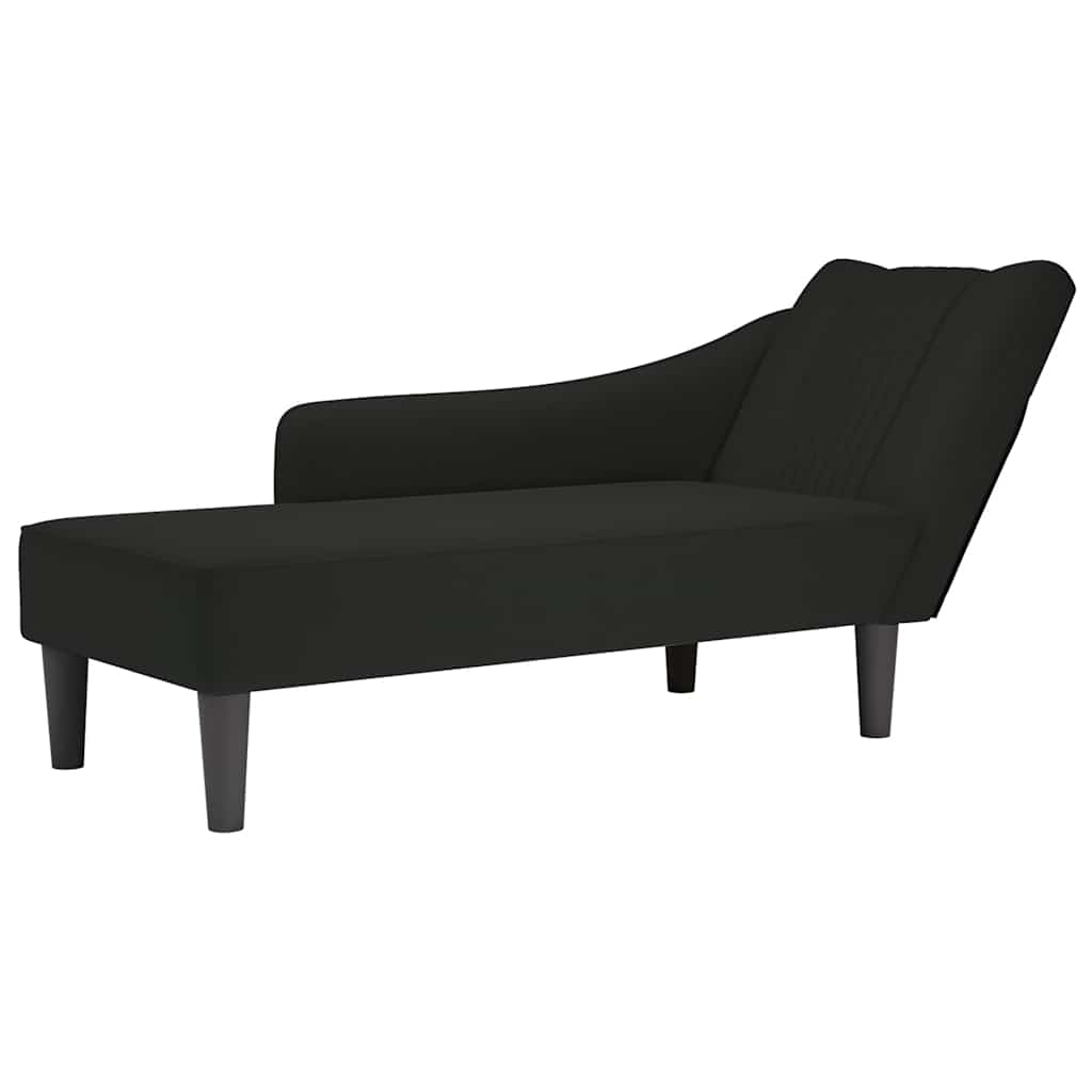 Chaiselongue mit Rechter Armlehne Schwarz Samt