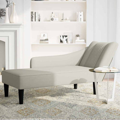 Chaiselongue mit Rechter Armlehne Creme Samt