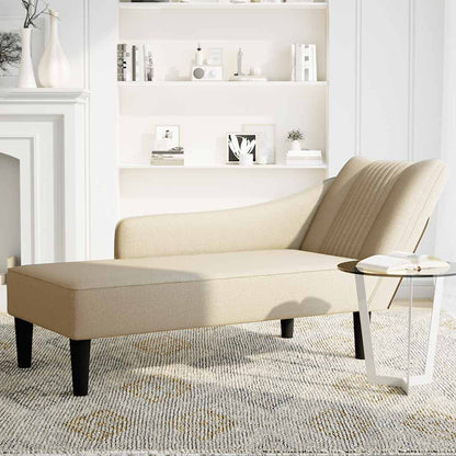Chaiselongue mit Rechter Armlehne Creme Stoff