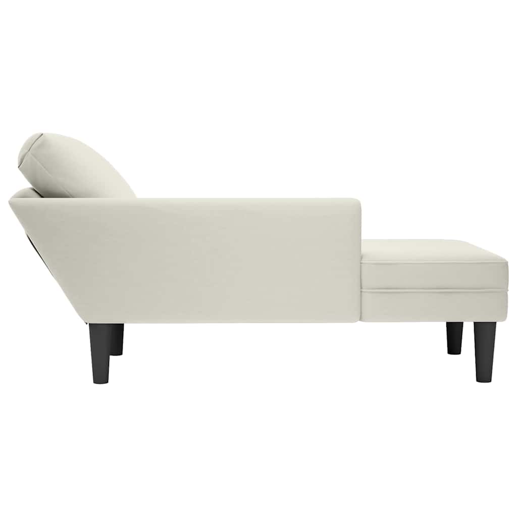 Chaiselongue mit Kissen und Rechter Armlehne Creme Samt