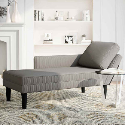 Chaiselongue mit Kissen Hellgrau Cordstoff