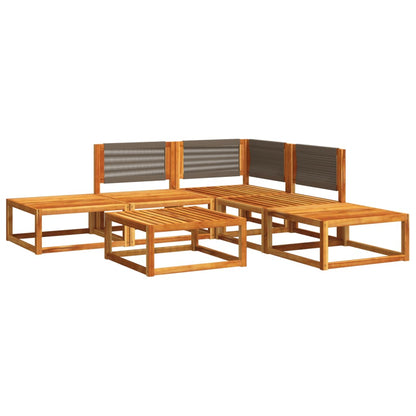 6-tlg. Gartensofa-Set mit Kissen Holz Akazie & Seil