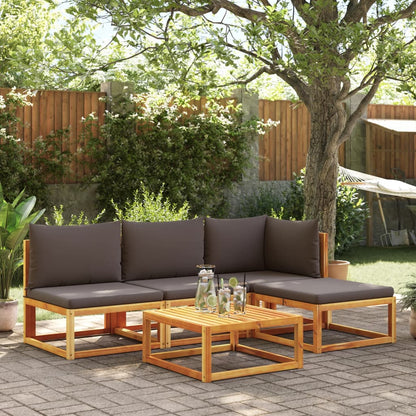 5-tlg. Gartensofa-Set mit Kissen Holz Akazie & Seil
