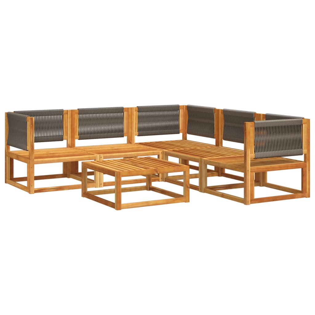 6-tlg. Gartensofa-Set mit Kissen Holz Akazie & Seil