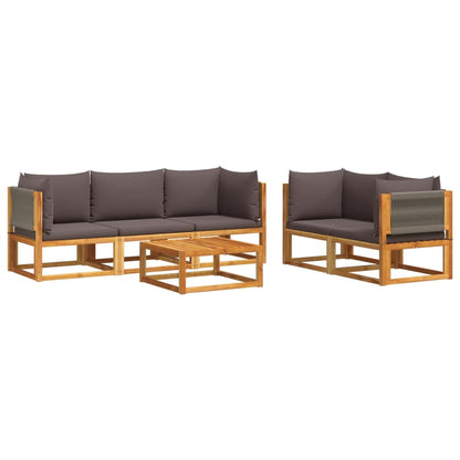 6-tlg. Gartensofa-Set mit Kissen Holz Akazie & Seil
