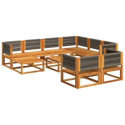 10-tlg. Gartensofa-Set mit Kissen Holz Akazie & Seil