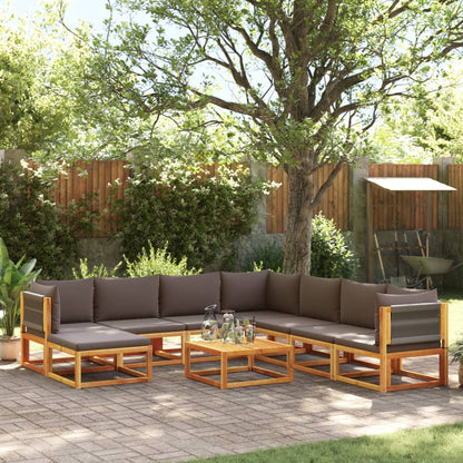 9-tlg. Gartensofa-Set mit Kissen Holz Akazie & Seil