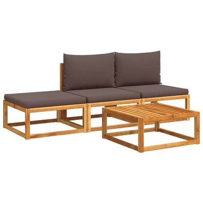 4-tlg. Gartensofa-Set mit Kissen Holz Akazie & Seil