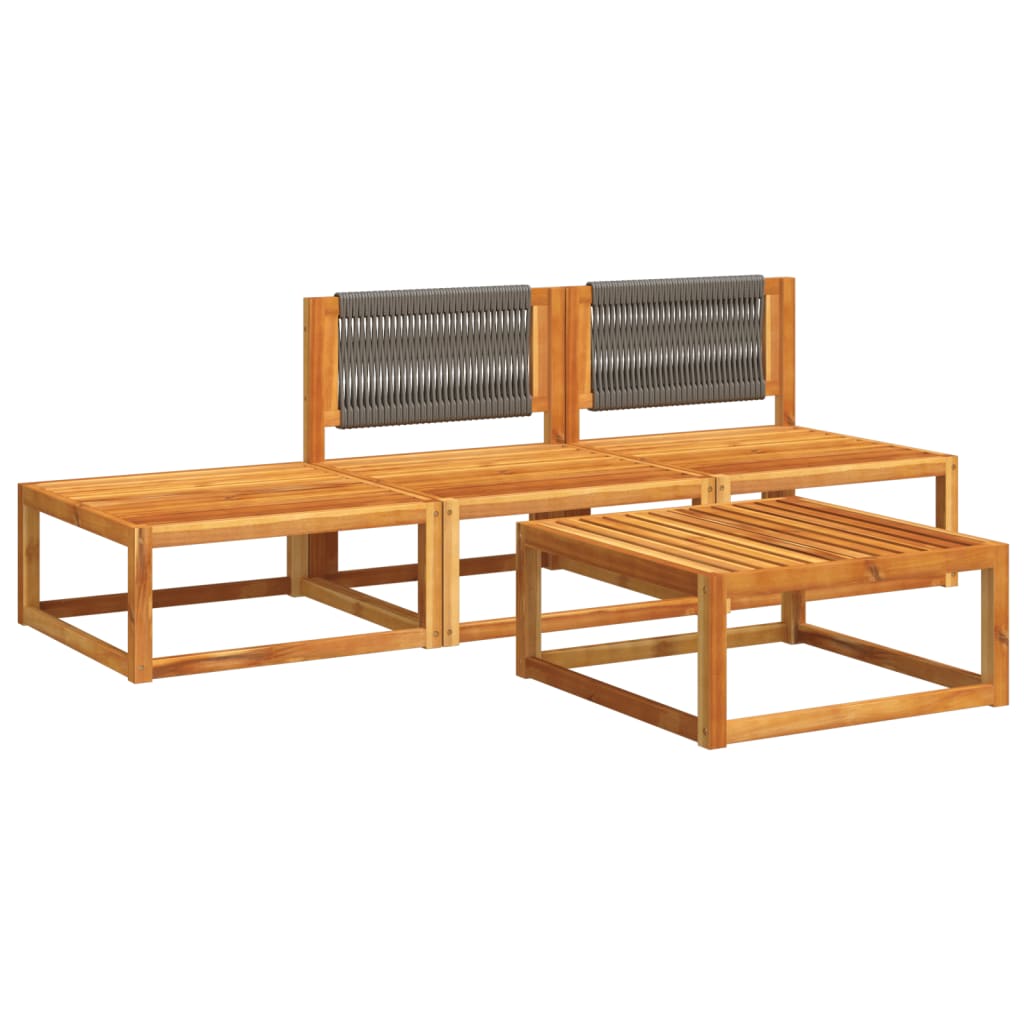 4-tlg. Gartensofa-Set mit Kissen Holz Akazie & Seil