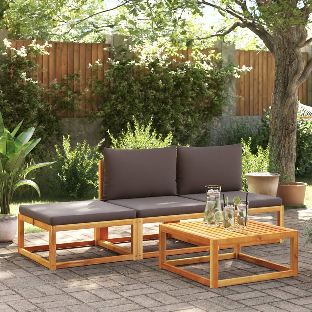 4-tlg. Gartensofa-Set mit Kissen Holz Akazie & Seil