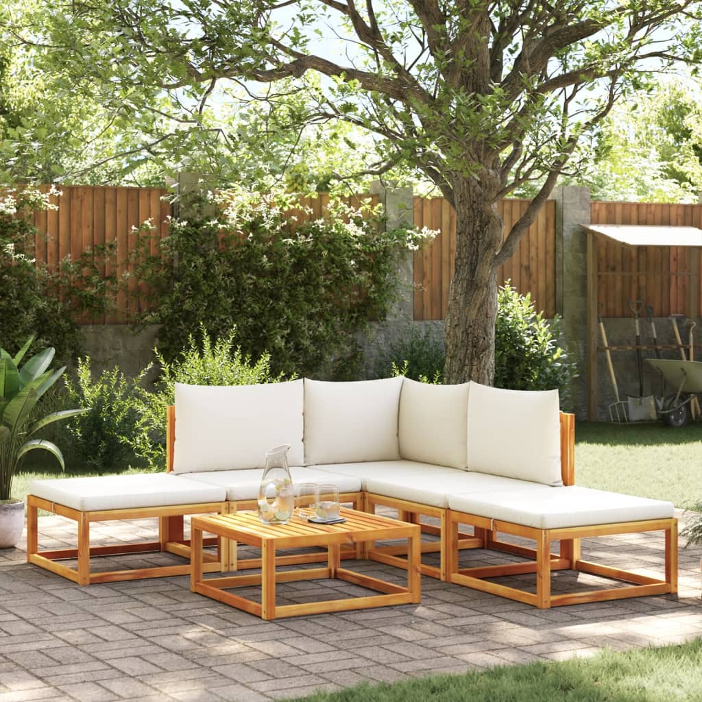 6-tlg. Gartensofa-Set mit Kissen Holz Akazie & Seil