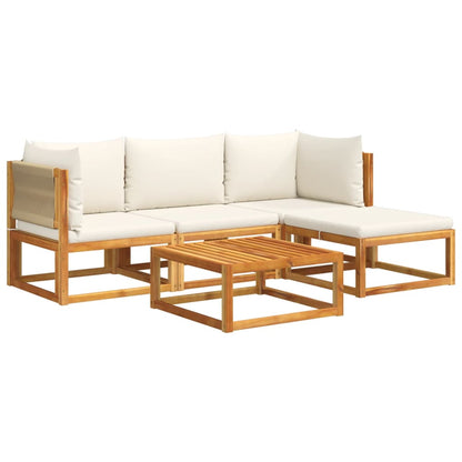 5-tlg. Gartensofa-Set mit Kissen Holz Akazie & Seil