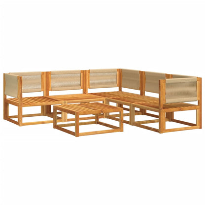6-tlg. Gartensofa-Set mit Kissen Holz Akazie & Seil