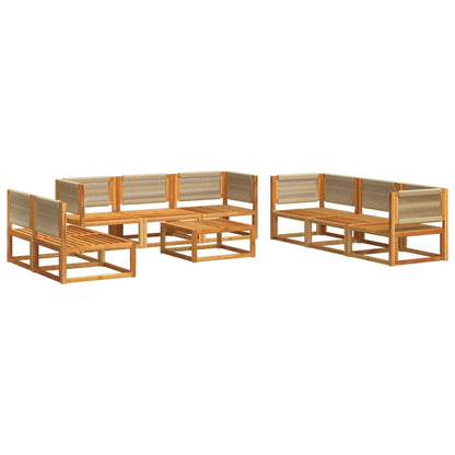 9-tlg. Gartensofa-Set mit Kissen Holz Akazie & Seil