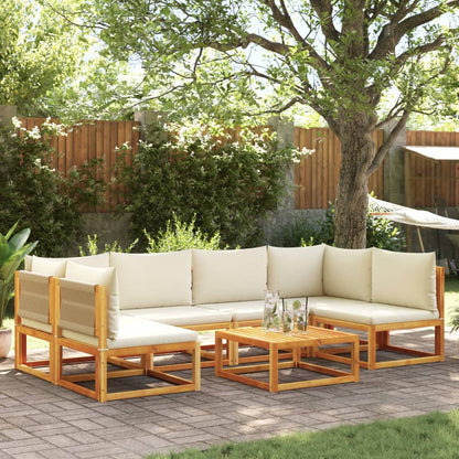 7-tlg. Gartensofa-Set mit Kissen Holz Akazie & Seil
