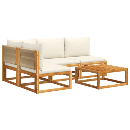 5-tlg. Gartensofa-Set mit Kissen Holz Akazie & Seil