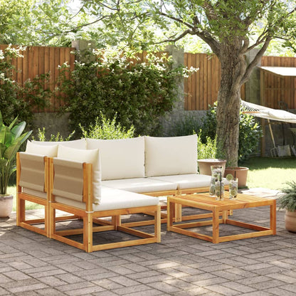 5-tlg. Gartensofa-Set mit Kissen Holz Akazie & Seil