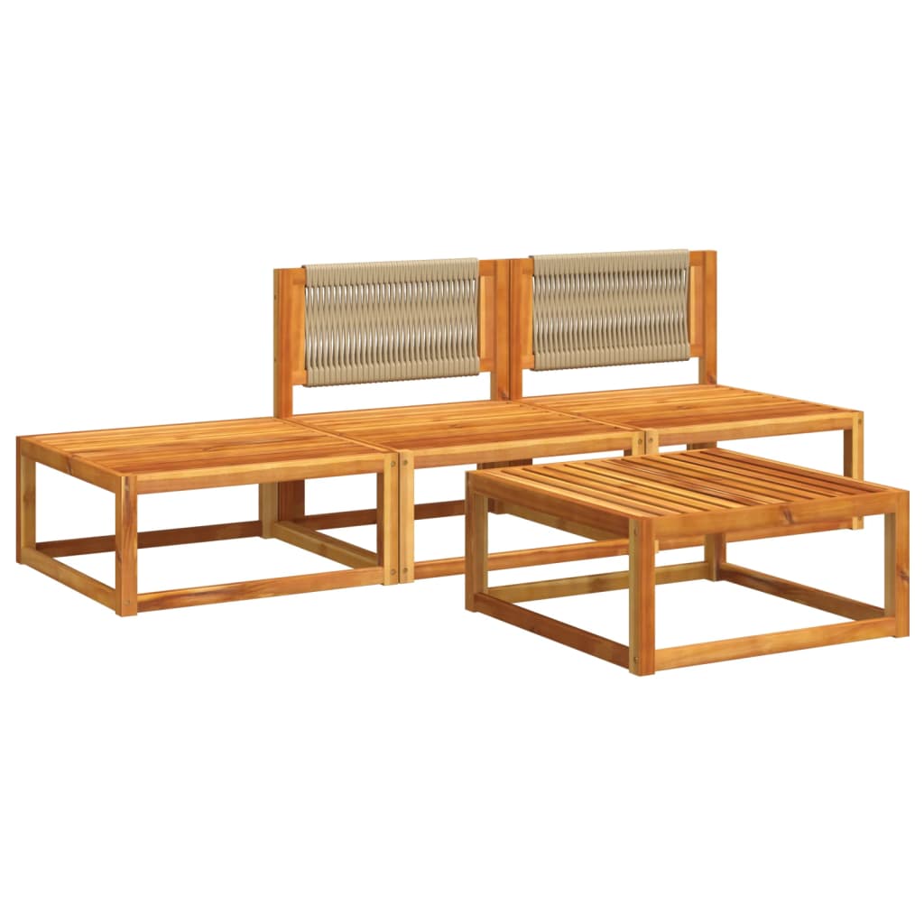 4-tlg. Gartensofa-Set mit Kissen Holz Akazie & Seil