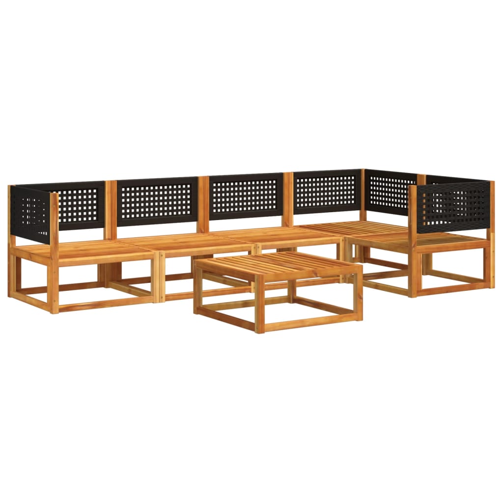 6-tlg. Gartensofa-Set mit Kissen Holz Akazie & Rattan