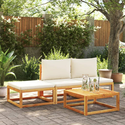 4-tlg. Gartensofa-Set mit Kissen Holz Akazie & Rattan