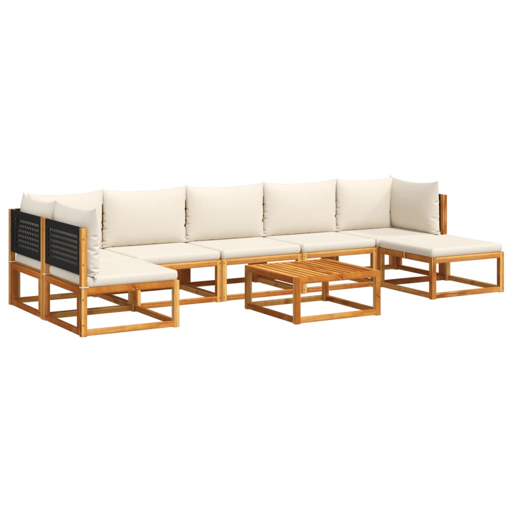 8-tlg. Gartensofa-Set mit Kissen Holz Akazie & Rattan