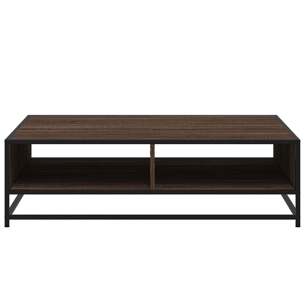 Couchtisch Braun Eichen-Optik 100x100x30cm Holzwerkstoff Metall