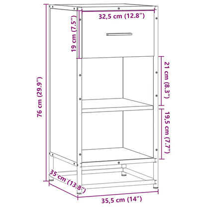 Sideboard Sonoma-Eiche 35,5x35x76 cm Holzwerkstoff und Metall
