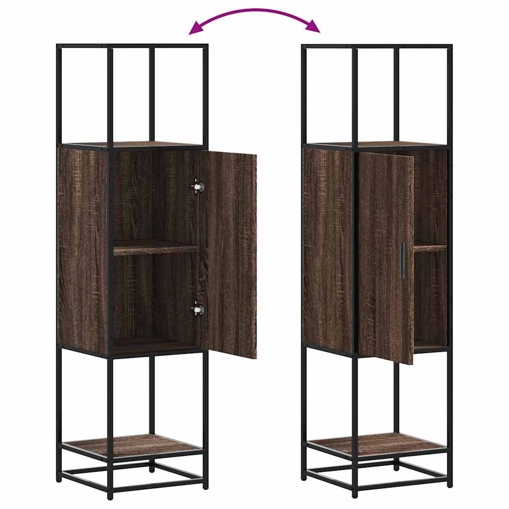 Highboard Braun Eichen-Optik 35,5x35x139cm Holzwerkstoff Metall