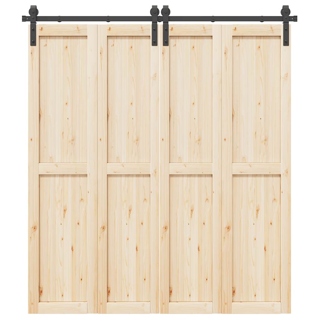 Schiebetürbeschlag-Set 200 cm Stahl Schwarz