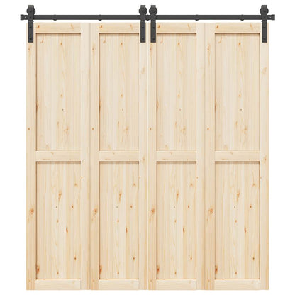 Schiebetürbeschlag-Set 200 cm Stahl Schwarz