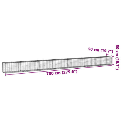 Gabione mit Deckel 700x50x50 cm Verzinktes Eisen