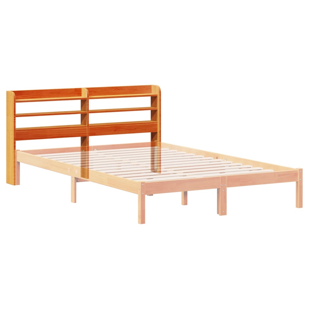 Kopfteil mit Ablagen Wachsbraun 160 cm Massivholz Kiefer