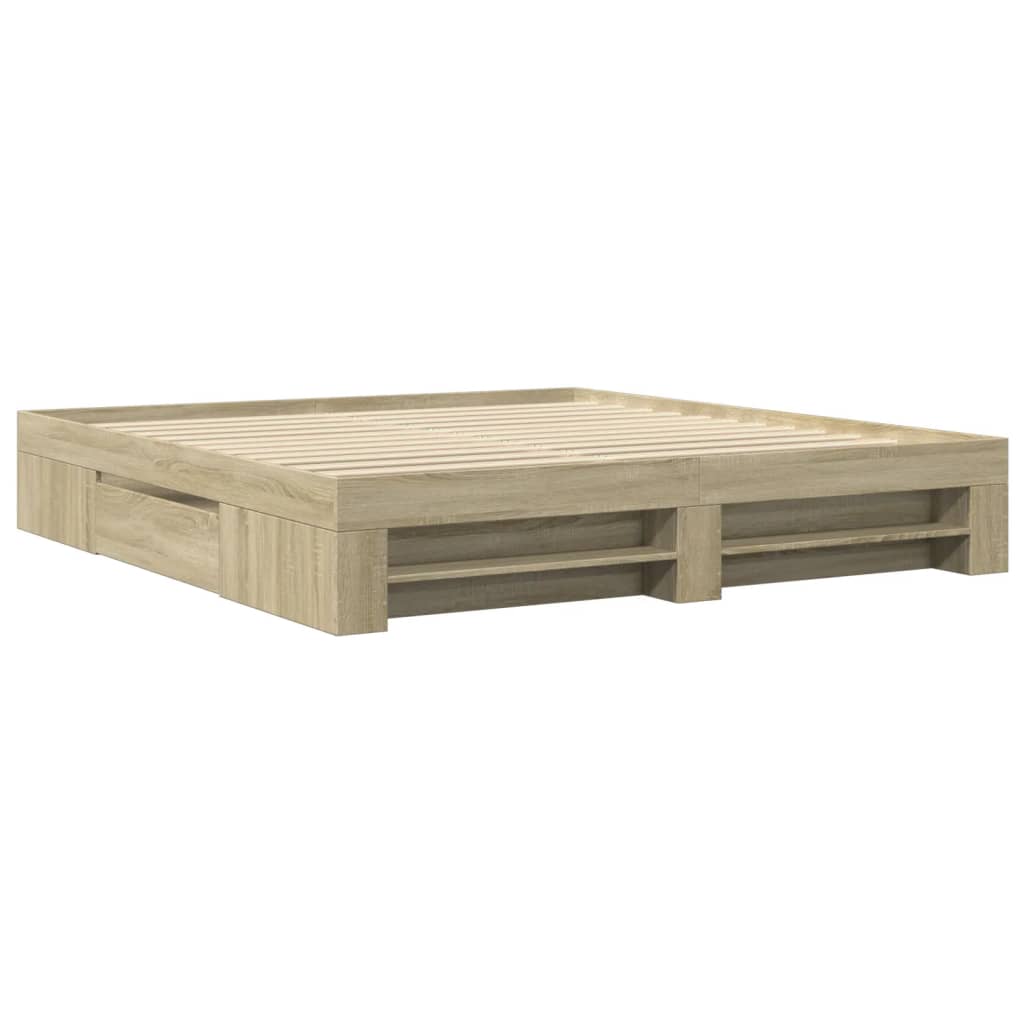Bettgestell ohne Matratze Sonoma-Eiche 200x200 cm Holzwerkstoff