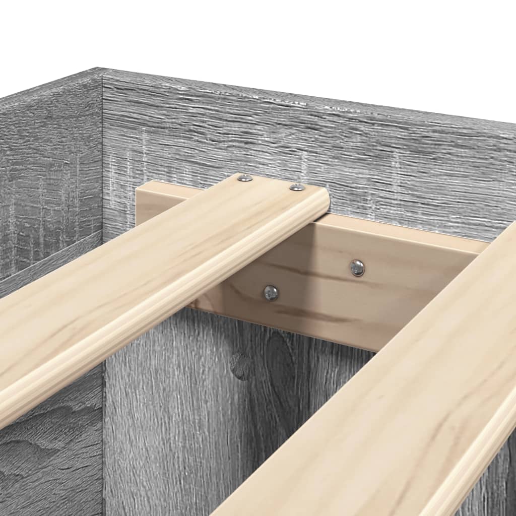 Bettgestell mit Kopfteil Grau Sonoma 75x190 cm Holzwerkstoff