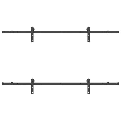 Schiebetürbeschlag-Set 213,5 cm Stahl Schwarz