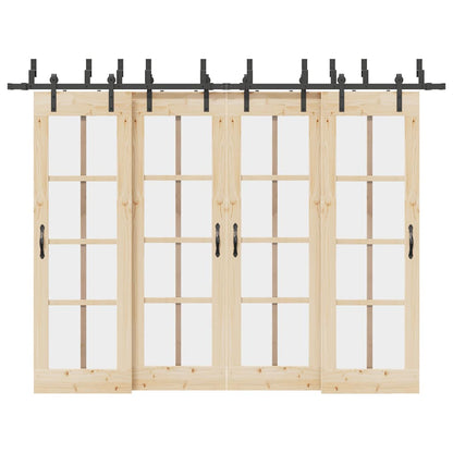 Schiebetürbeschlag-Set 305 cm Stahl Schwarz