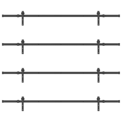 Schiebetürbeschlag-Set 427 cm Stahl Schwarz