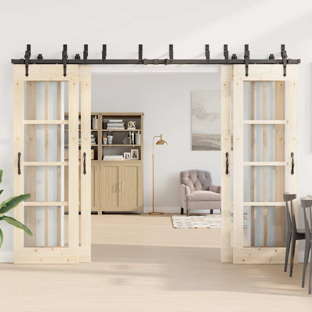 Schiebetürbeschlag-Set 305 cm Stahl Schwarz