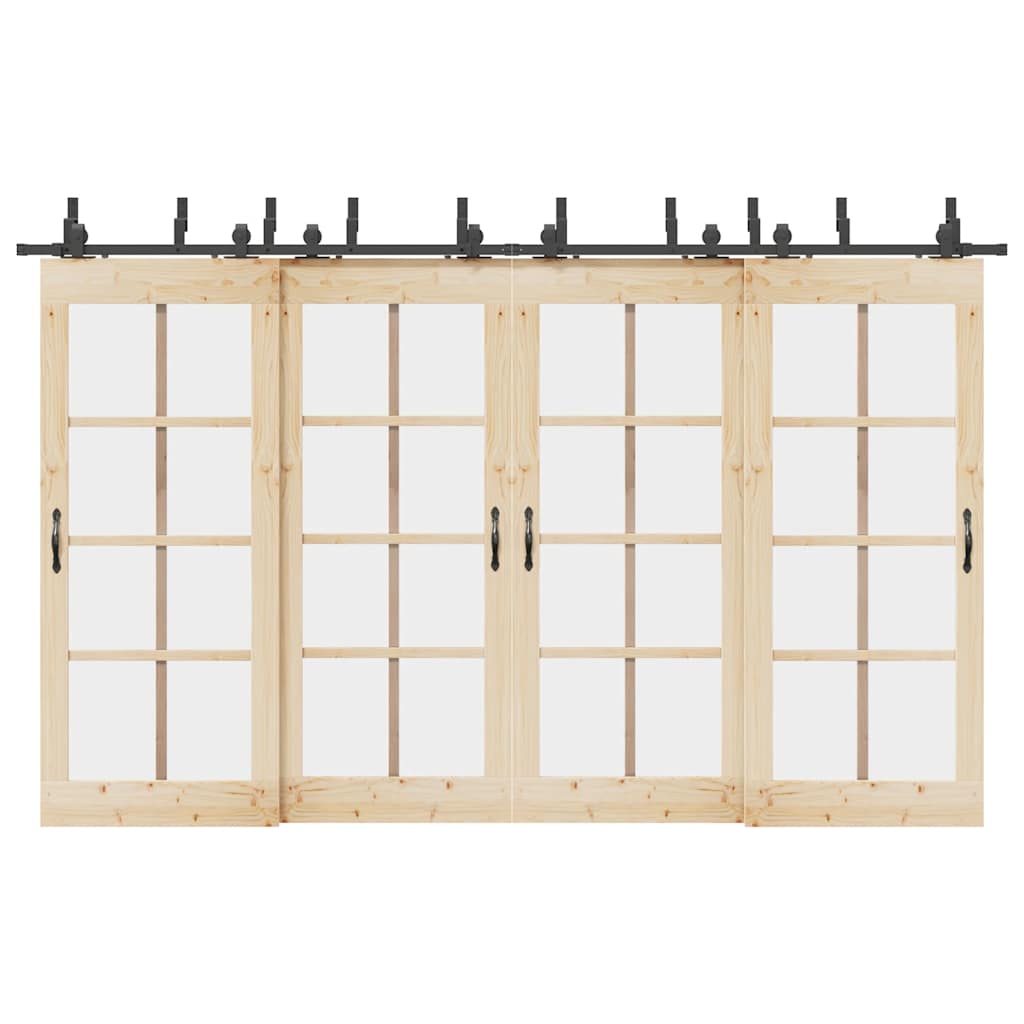 Schiebetürbeschlag-Set 366 cm Stahl Schwarz