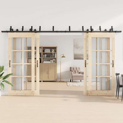 Schiebetürbeschlag-Set 400 cm Stahl Schwarz