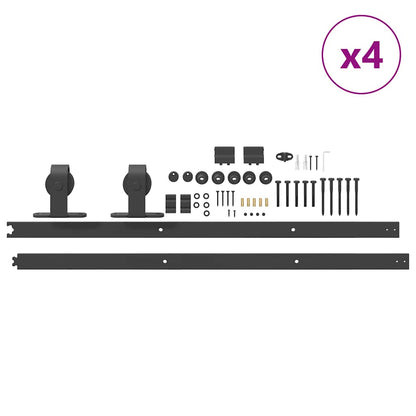 Schiebetürbeschlag-Set 400 cm Stahl Schwarz